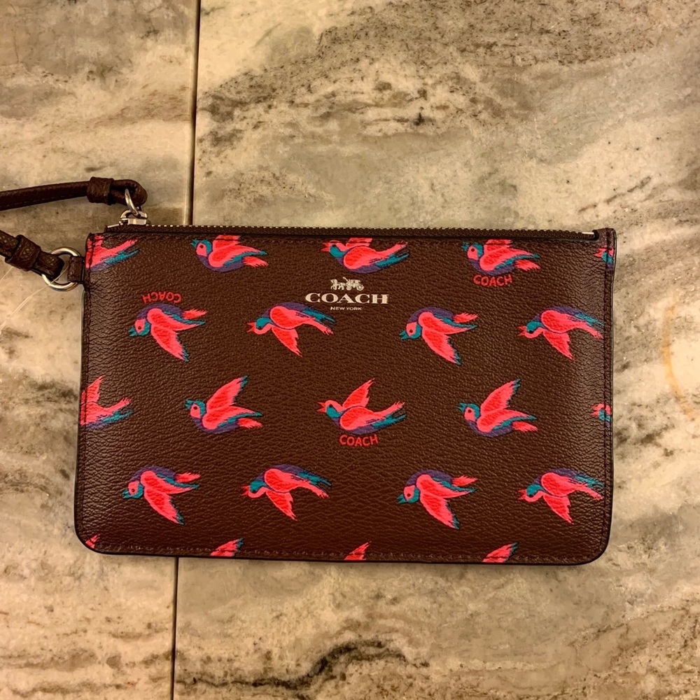 Happy Birds Coach Wristlet
